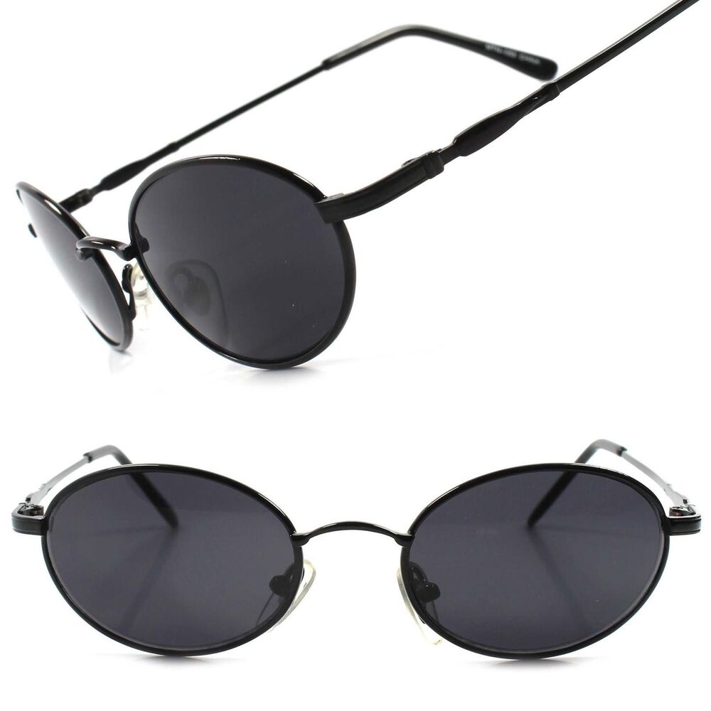 Old Fashion 80s 90s Mens Womens Black Indie Vintage Style Round Oval Sunglasses
